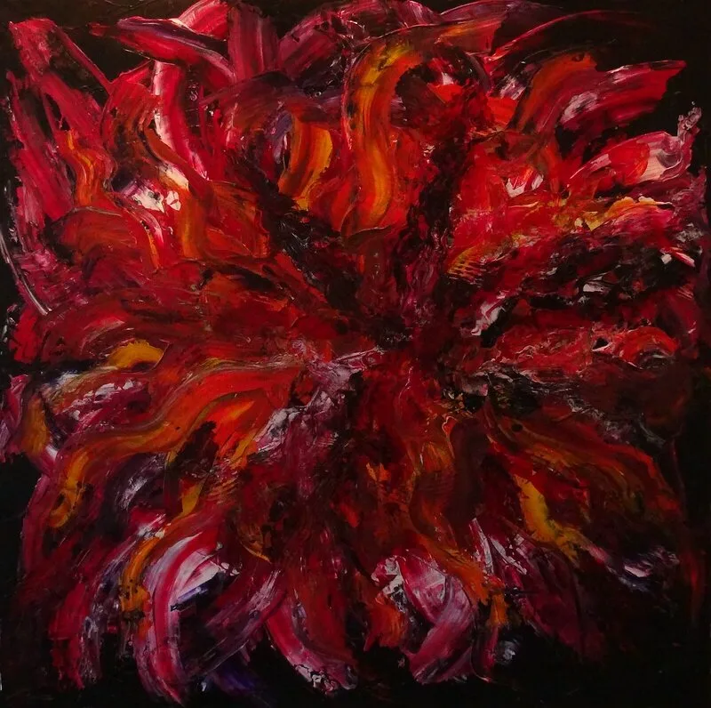 Akrylmålning Fire flower av Bengt Selin