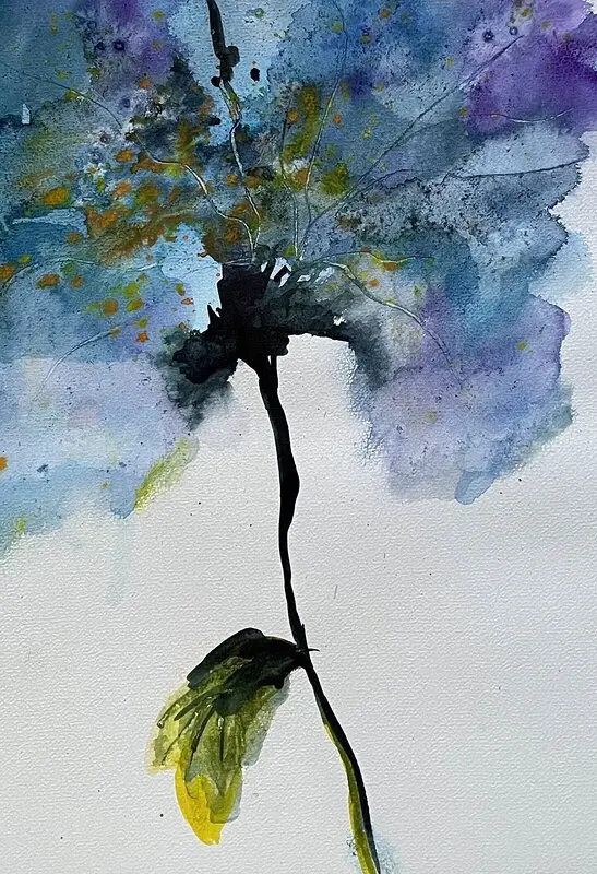 Akvarell Blå blom av Gunilla Tuvin