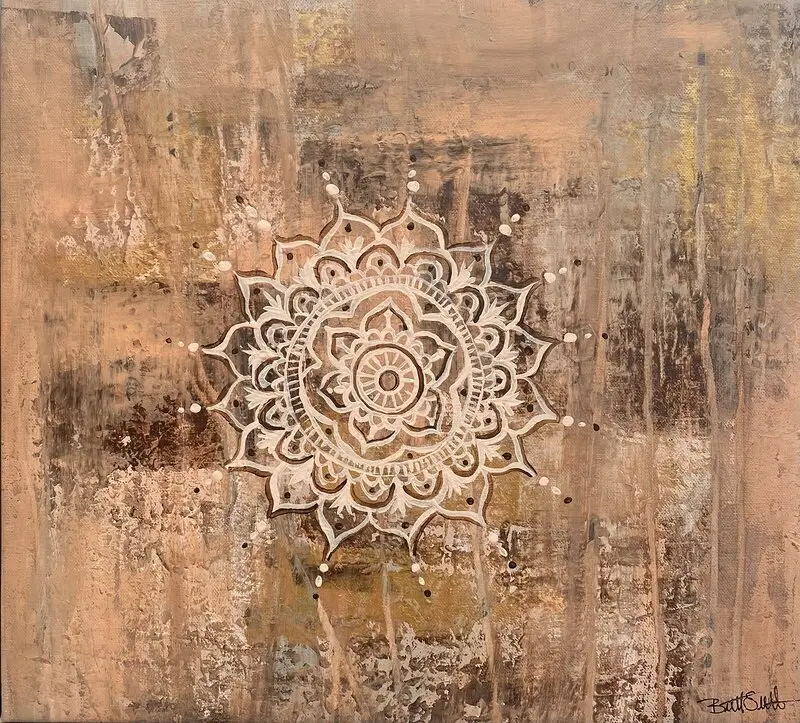Akrylmålning Mandala 1 av Britt Svantesson