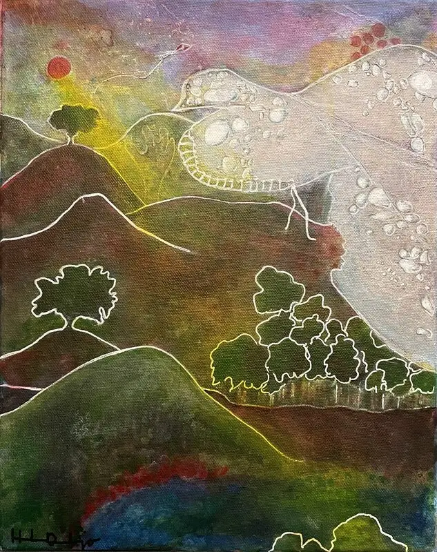 Akrylmålning I am alive av Helene Dahlsjö