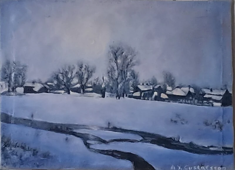 Oljemålning By av Ala Gustafsson