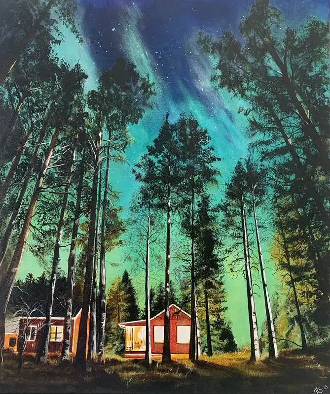 Akrylmålning Vi är hemma av Hanna Sandberg
