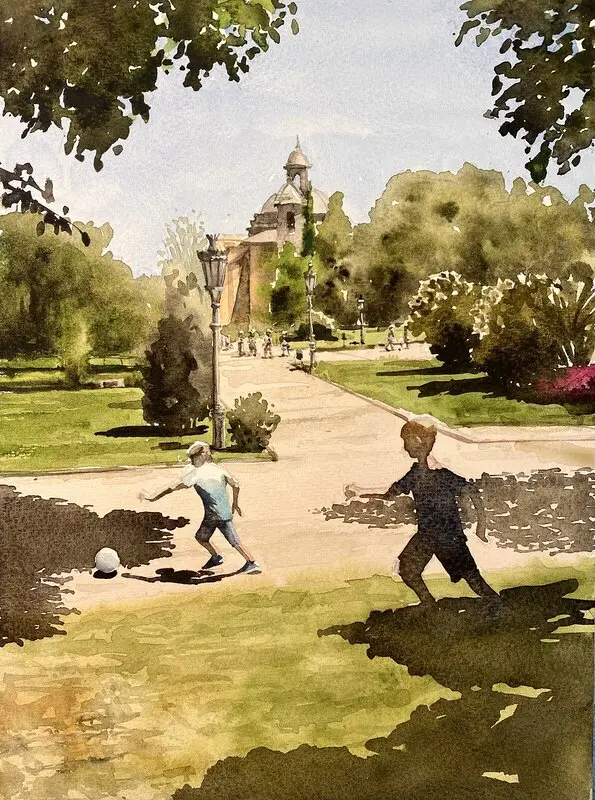 Akvarell Barcelona, Spain av Jesper Hörberg