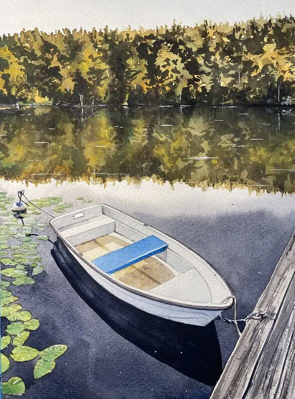 Akvarell Sicklasjön, Sweden av Jesper Hörberg