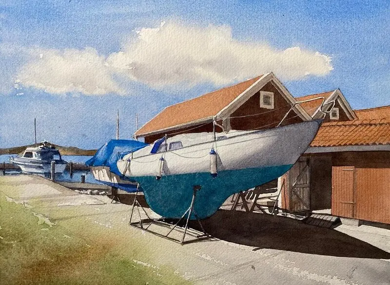 Akvarell Bovallstrand, Sweden av Jesper Hörberg