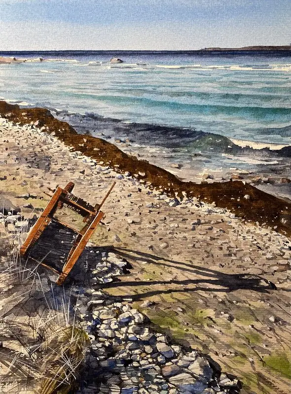 Akvarell Tofta Strand, Gotland, Sweden av Jesper Hörberg