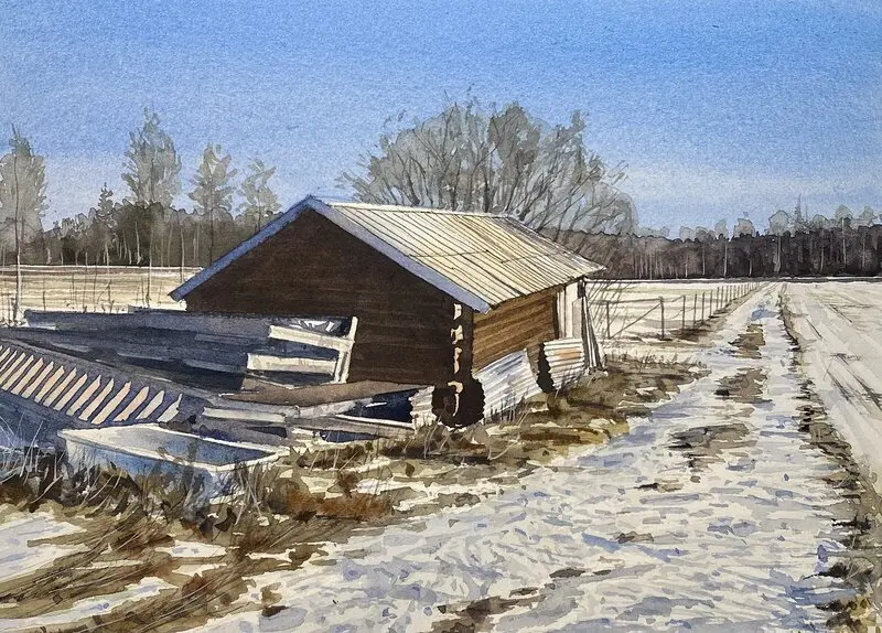 Akvarell Holmsjöarna, Sweden av Jesper Hörberg