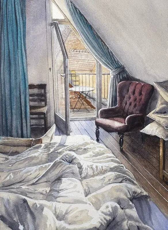 Akvarell Bruges, Belgium av Jesper Hörberg