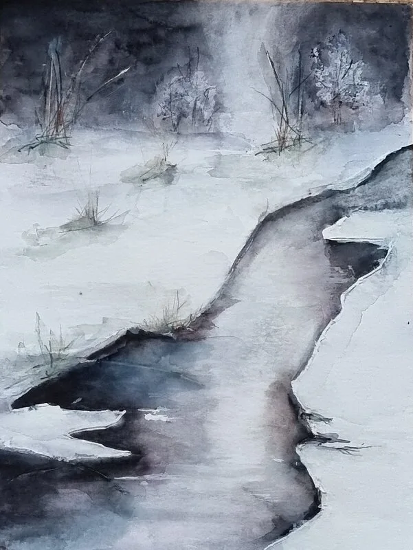 Akvarell Kylig skymning av Åsa Edlund
