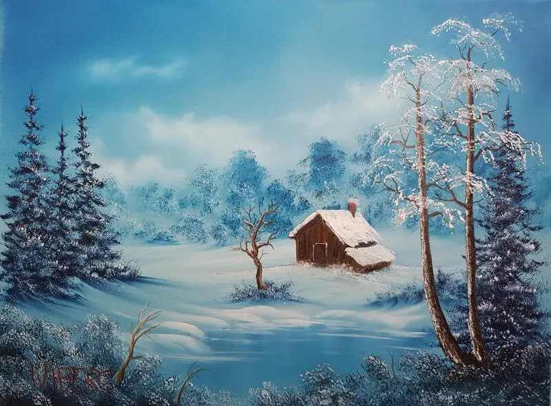 Oljemålning 23.11. Frozen Beauty in Vignette av Anders Wiberg