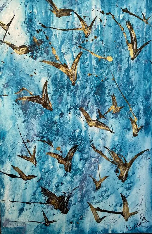 Akrylmålning Birds av Ninni Andersson