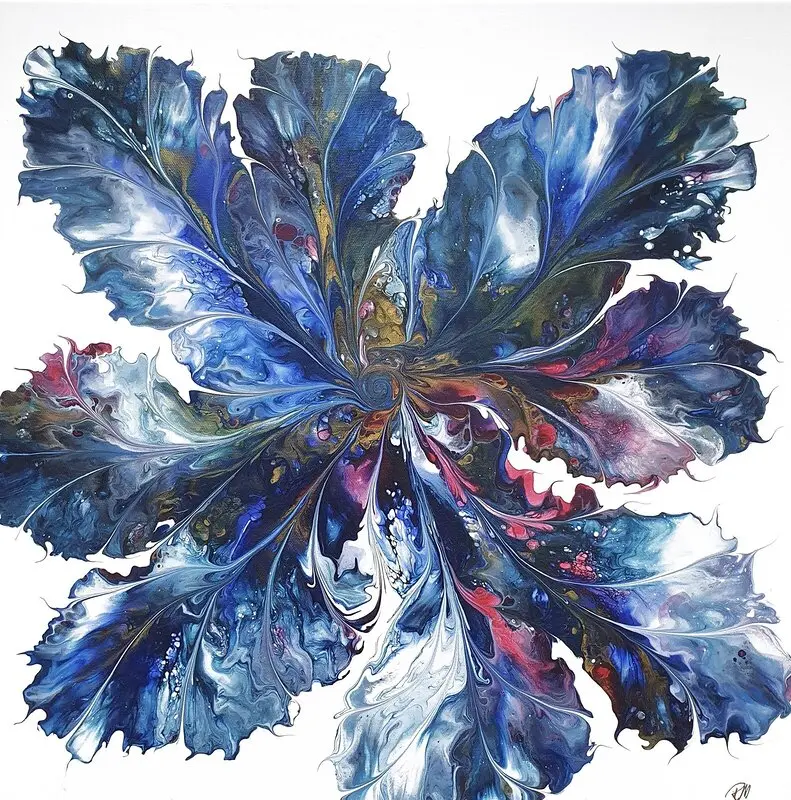 Akrylmålning Blå blomma av Rosie Mossberg