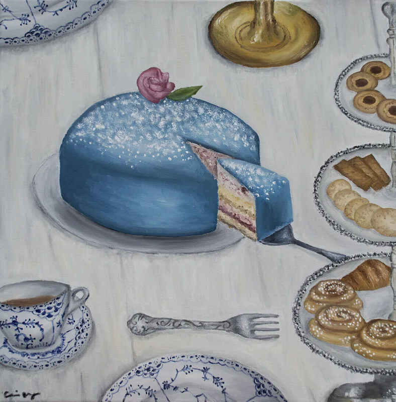 Oljemålning Gateau av Caroline Olby