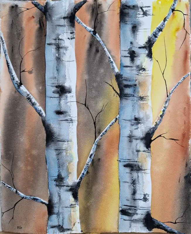 Akvarell Glowing sky av Marie-Louice Eriksson