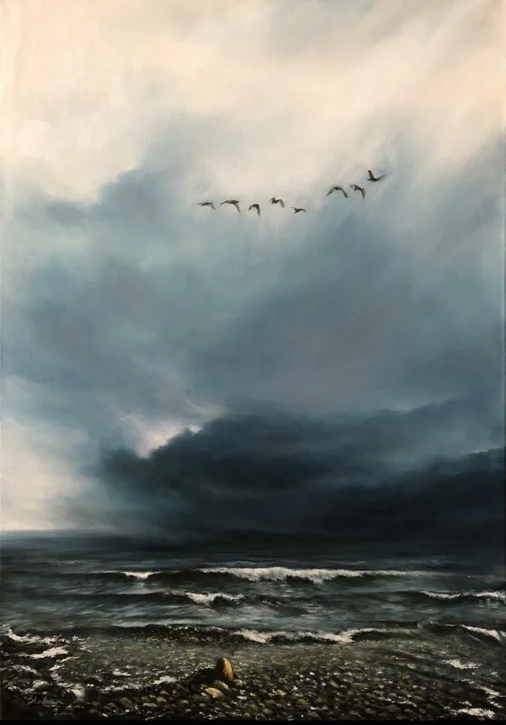 Oljemålning Calm after the storm av Shabnam Jamshidbeigi