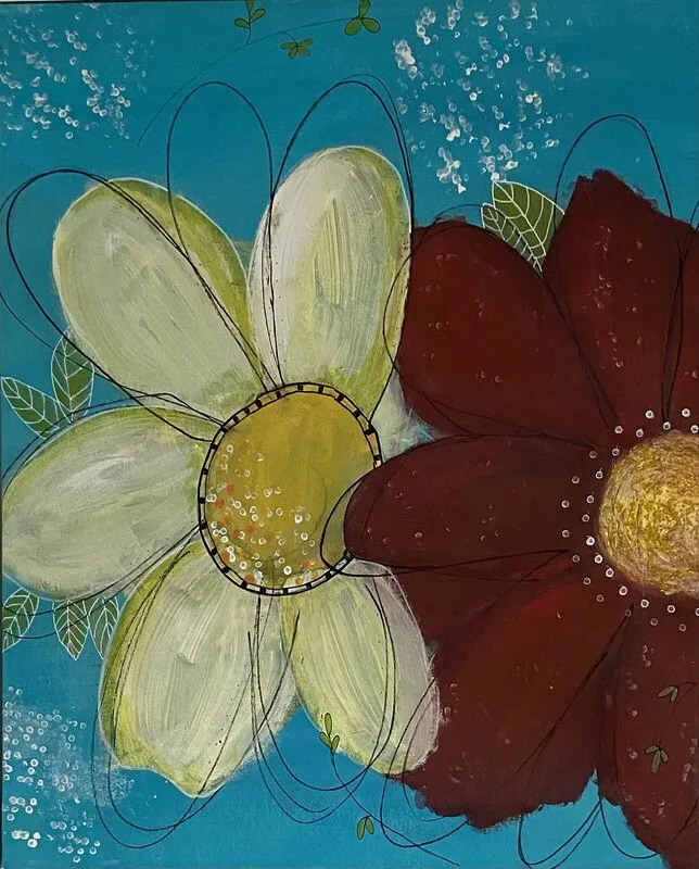 Akrylmålning Flowers av Jeanette Gunnarsson