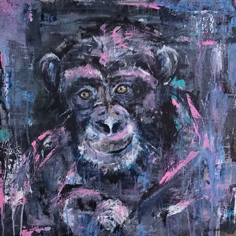 Akrylmålning Apa mig av Lotta Lassbo