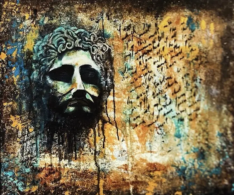 Akrylmålning Stonehead av Timi Alaiso