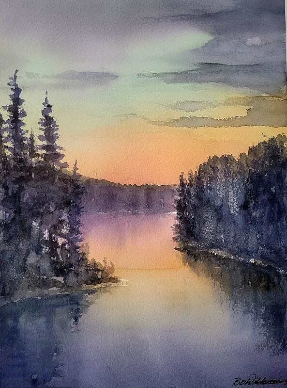 Akvarell Skymning av Bo Wiktorsson