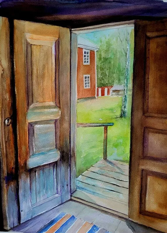 Akvarell Välkommen in på Römmen av Bo Wiktorsson