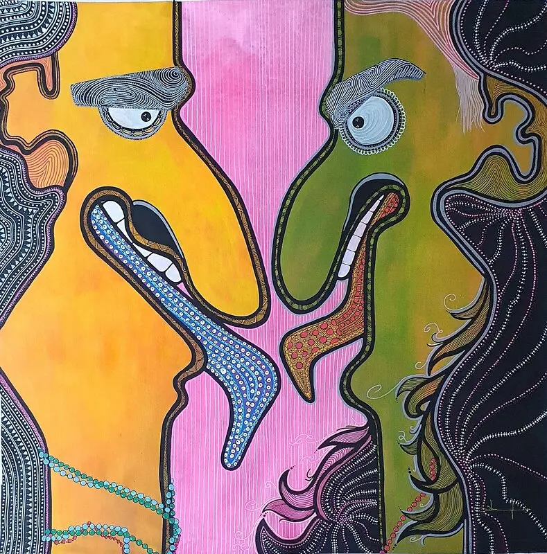 Akrylmålning Mythomania av Elson Ferreira