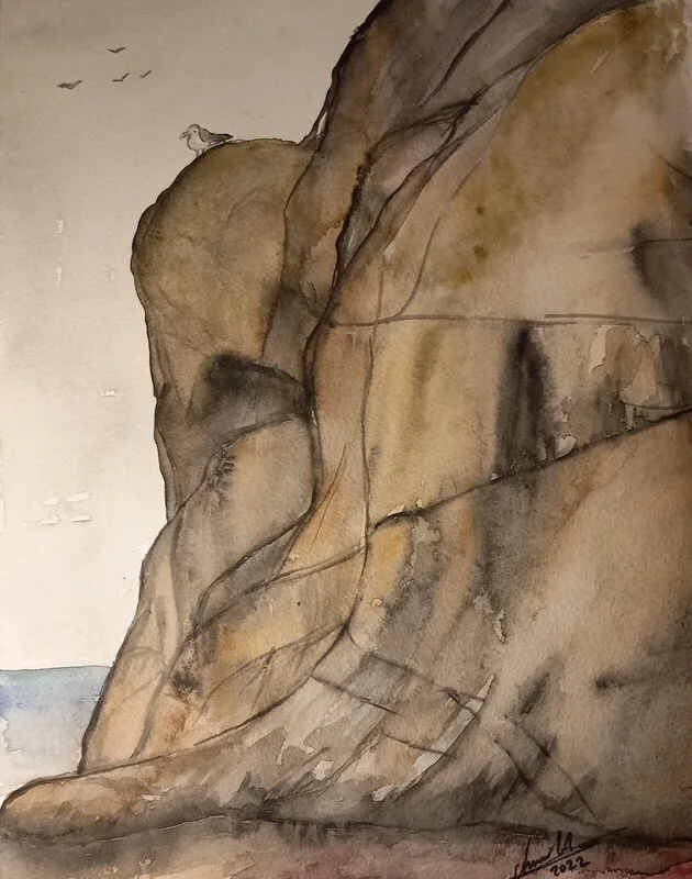 Akvarell Bohusläns klippor av Anna Holmberg