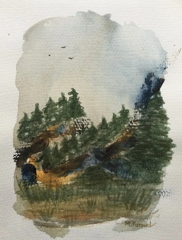 Akvarell Storskogen av Marita Forsvid Lund