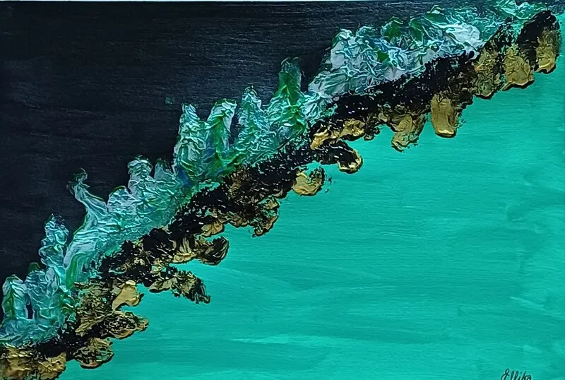 Akrylmålning Coastline av Ellinor Karlsson