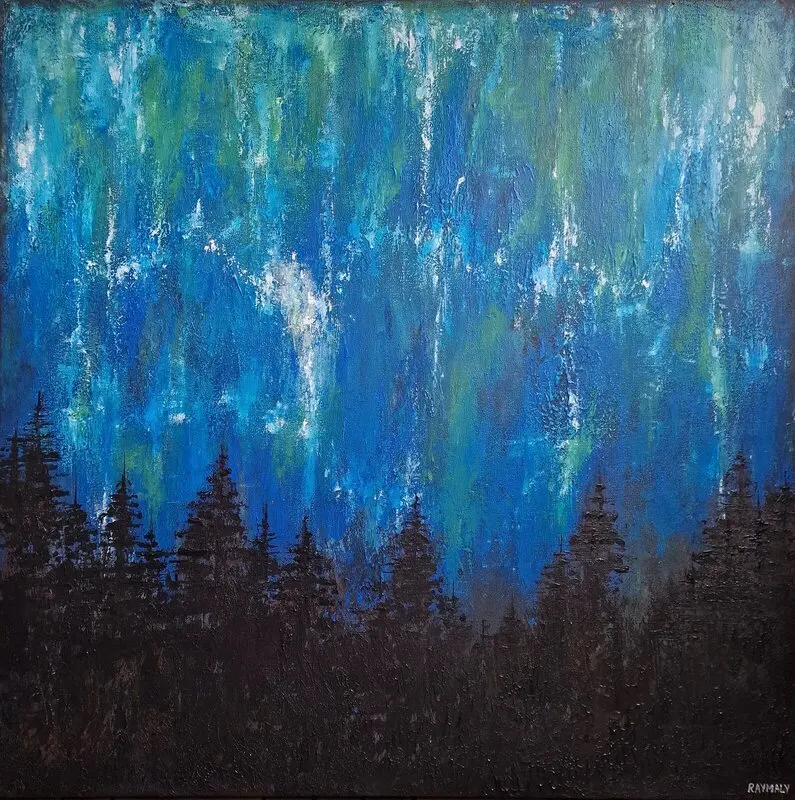 Akrylmålning Northern Lights av Rabab Mahmood