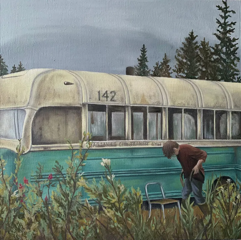 Oljemålning The reach and the end of the road av Stefanie Svensson