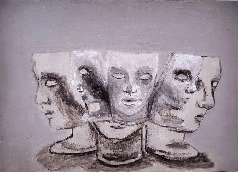 Akrylmålning Faces av Ulla Antonina