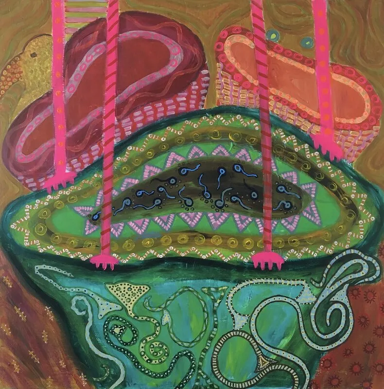 Akrylmålning Soundless sound av Kristina Jansson