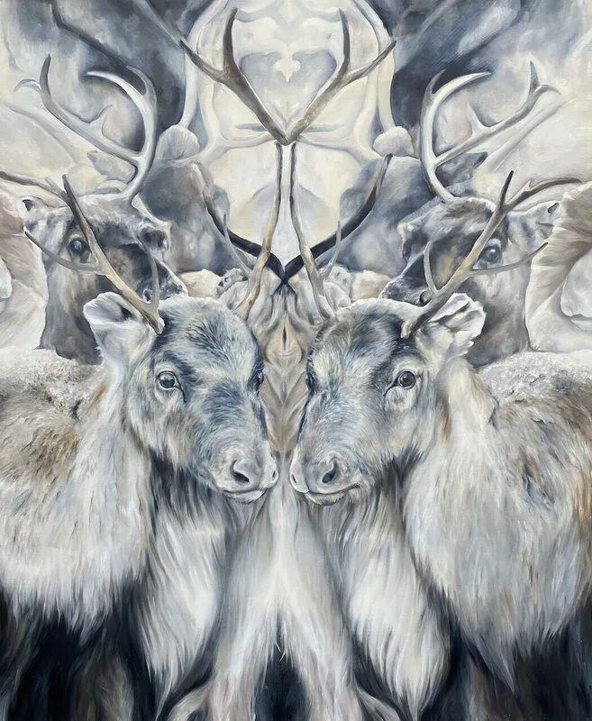 Oljemålning Du och jag är två av samma sort av Ida Bentinger