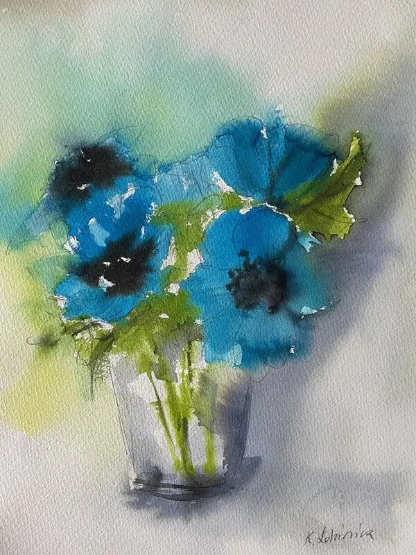 Akvarell Anemo av Karolina Lohiniva