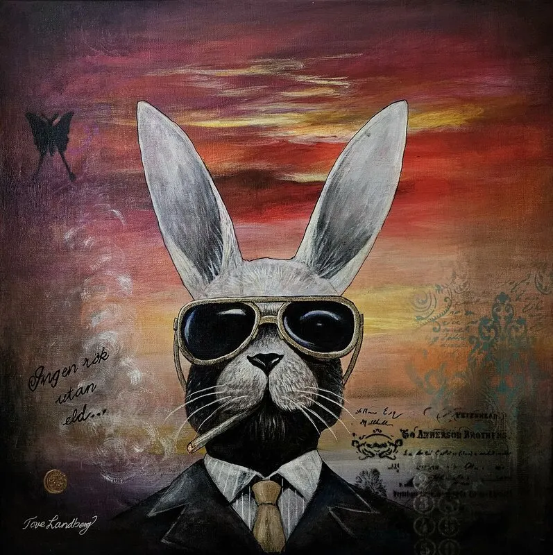 Akrylmålning INGEN RÖK UTAN ELD av Tove Landberg