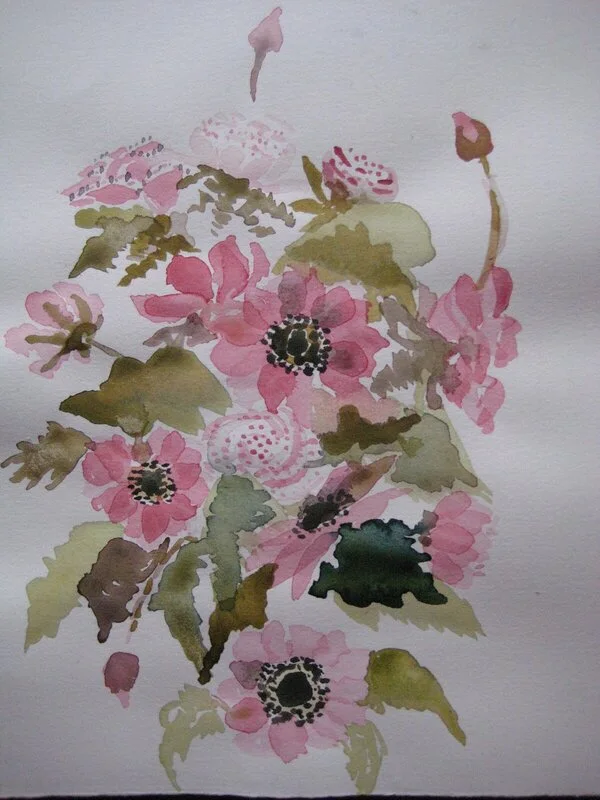Akvarell Anemoner av Emma Jakobsson