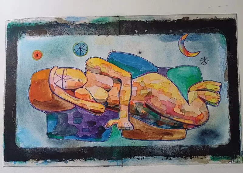 Akvarell Sleeping under the sky av Juha Korvela