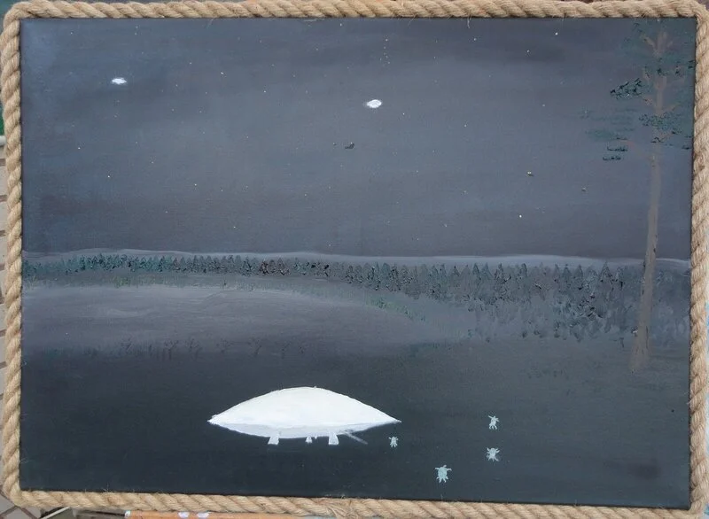 Oljemålning Landat rymdskepp av Rune Jakobsson