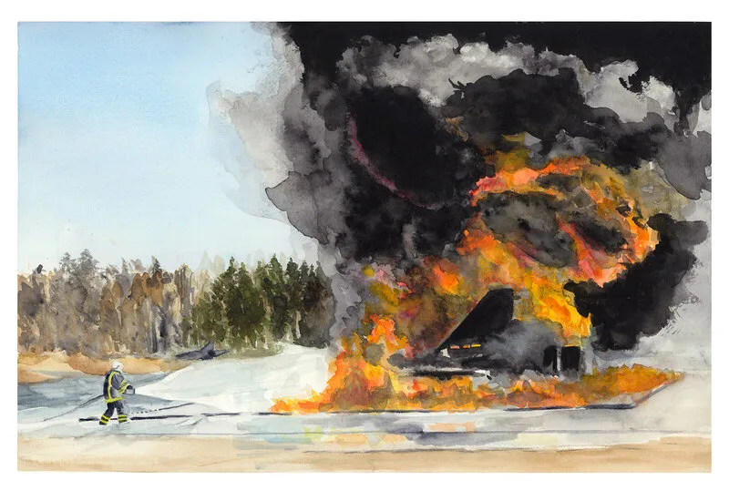 Akvarell Räddningsövning av Johan Stridh