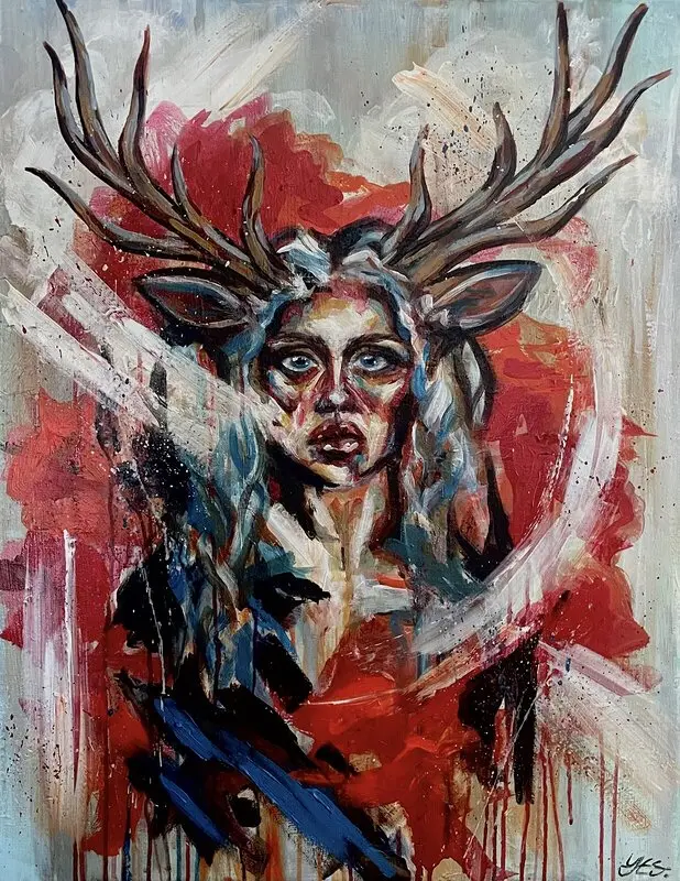 Akrylmålning Myla av Ylva Engquist Svensson