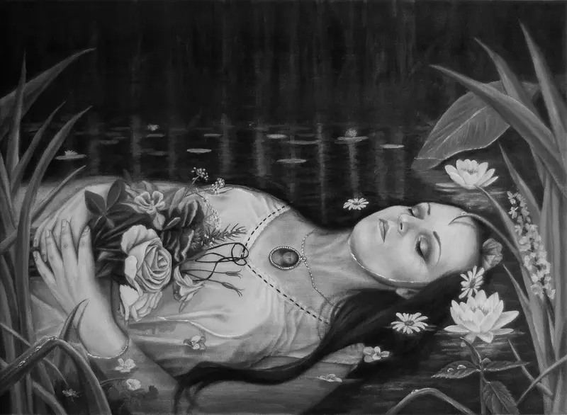 Oljemålning Ophelia av Sandra Hultsved