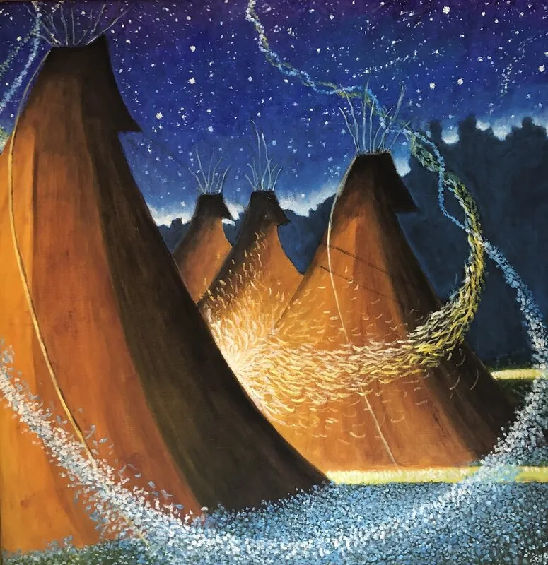 Oljemålning Tipis av Sören Brynielsson