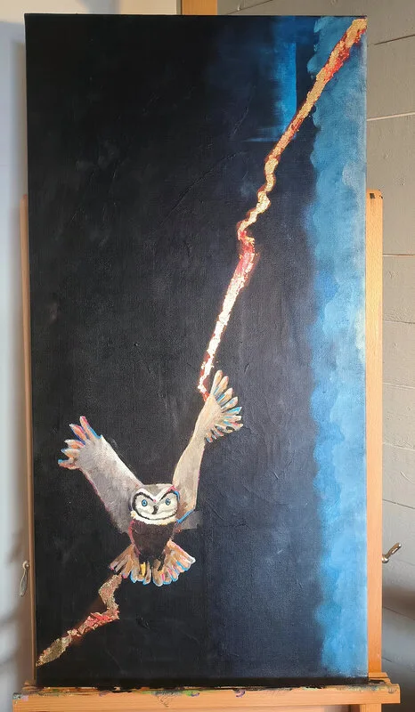 Akrylmålning Lightning crashes av Veronica Forssling