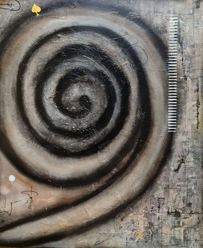 Akrylmålning Helgdagskväll i timmerkojan av Urban Dahl