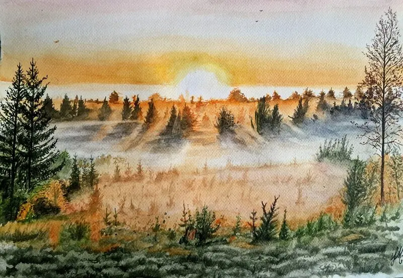 Akvarell Explosive Horizon av Filip Macke