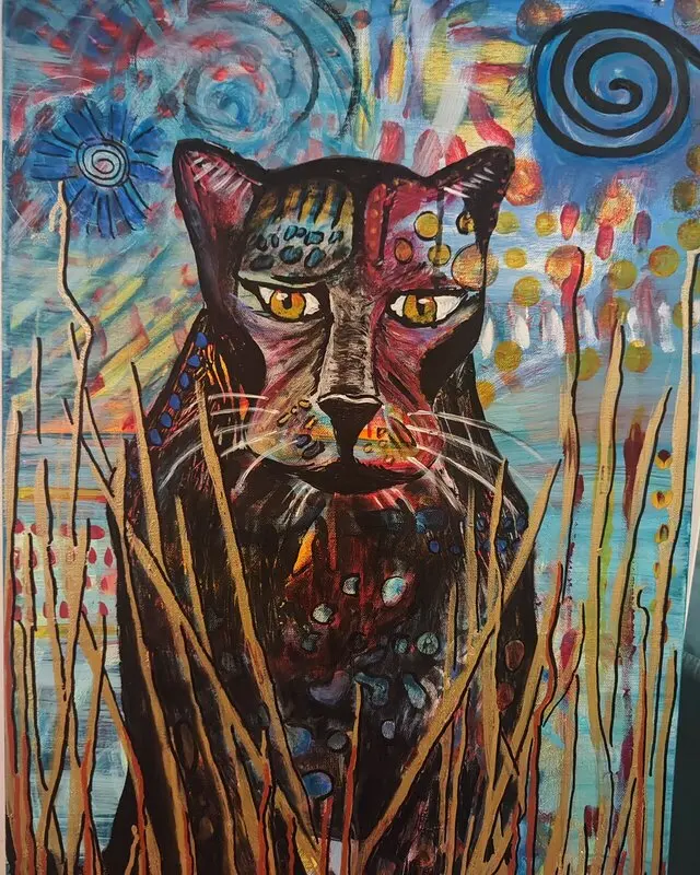 Akrylmålning Pantern av Lisa Källström