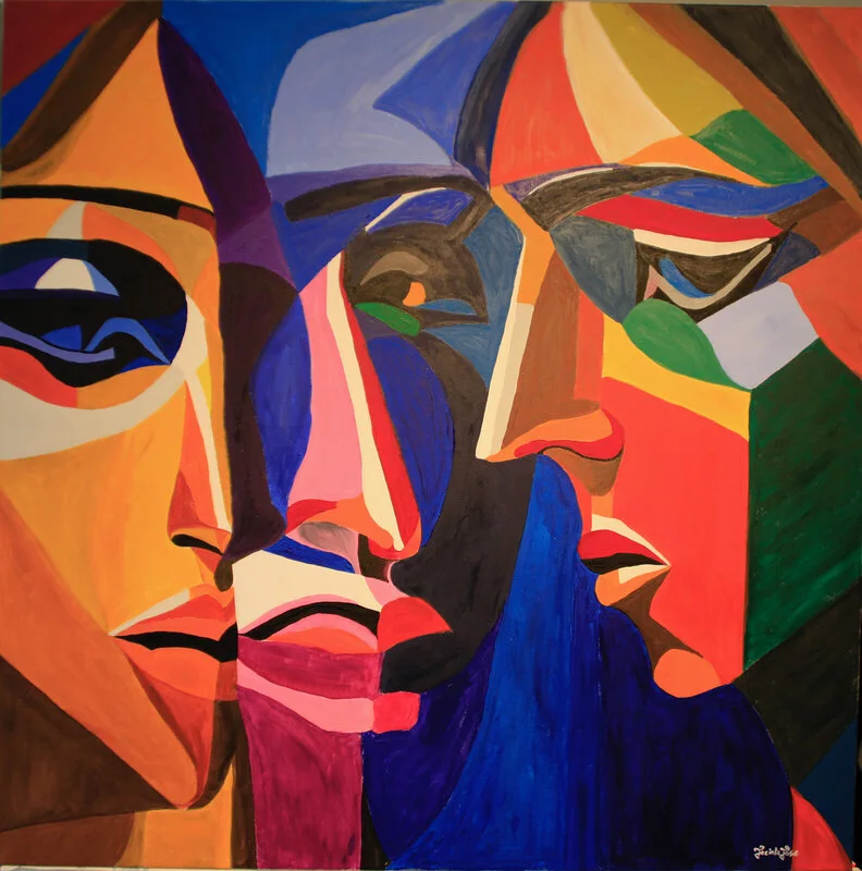 Akrylmålning Trio of Elegance av Jacinta Jose