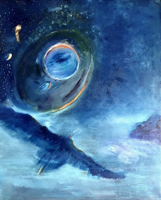 Oljemålning Blue Eagle av Simret Nebrin Rylander