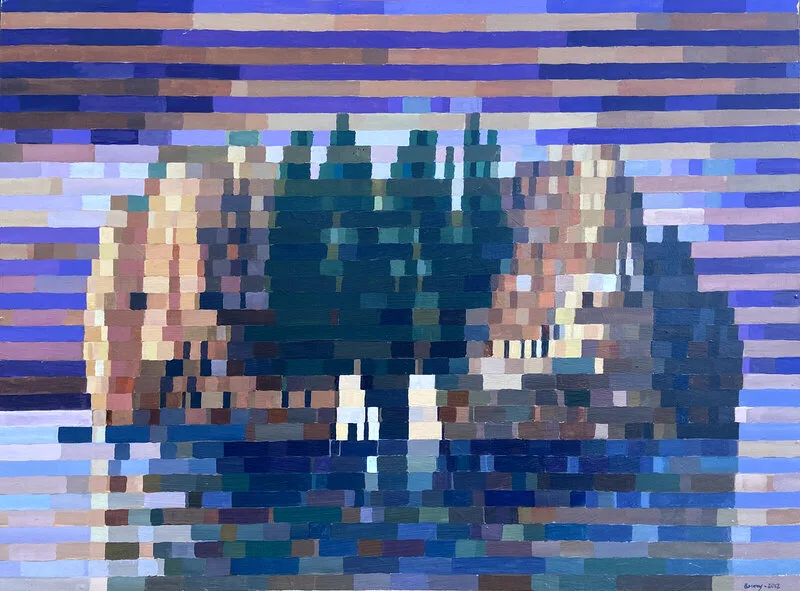 Akrylmålning Dödens ö efter Böcklin av Berny Engström