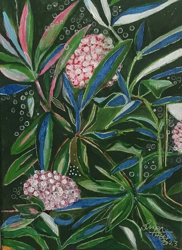 Akrylmålning Blomning av Sirpa Heed Franti